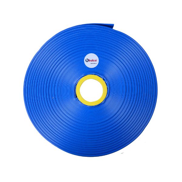 Manguera Plana Azul Tipo Bombero Lay - Flat, Rollo de 25 mts
